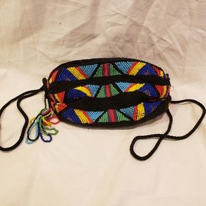 Beaded multi color boho purse